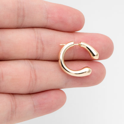 4pcs Gold Curved Bar Ear Post with Ear Back, C Shaped Earring Posts, 18K Gold Plated Earring Studs (GB-3394)