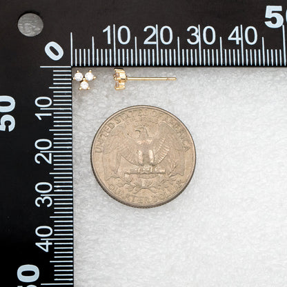 10pcs Gold Plated CZ Pave Ear Posts: Tiny Trinity Stud Earrings (GB-3395)