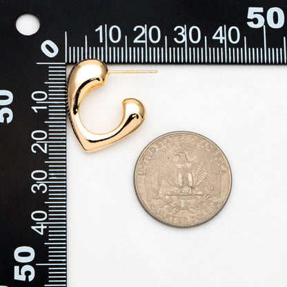 4pcs Gold Heart Earring, Gold Plated Brass Stud Earrings, Jewelry Findings, Wholesale Supplies (GB-3396)