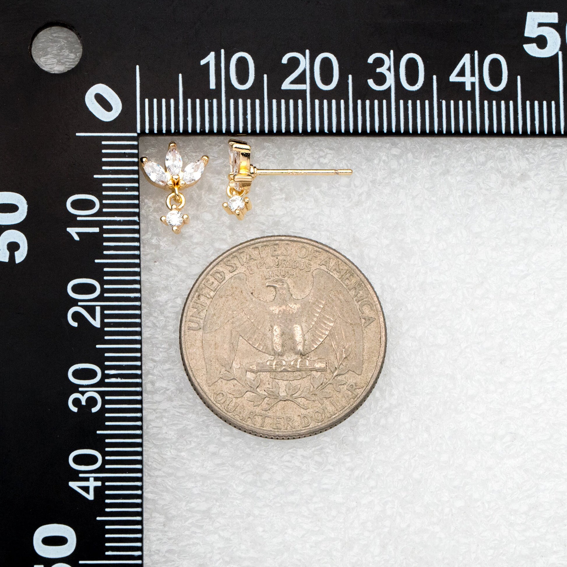 10pcs CZ Pave Gold/ Silver Leaf Earring Posts, Flower Earring, Gold/ Rhodium Plated Brass, Jewelry Supplies (GB-3397)