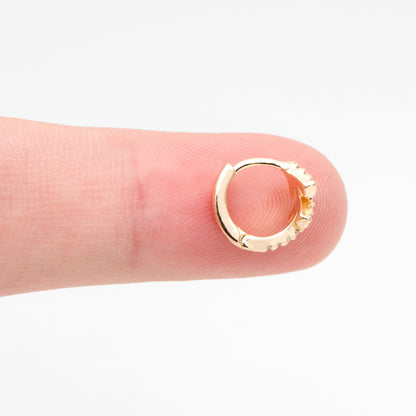 4pcs CZ Pave Arrow Hoop Earrings, 10mm, Huggie Earrings, Minimalist Earring, Small Gold Hoops Earring (GB-3399-D)