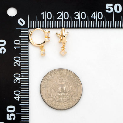 4pcs CZ Pave Butterfly Hoop Earrings, 18K Gold plated Brass, Dainty Earring, Small Gold Hoops Earring (GB-3477-F)