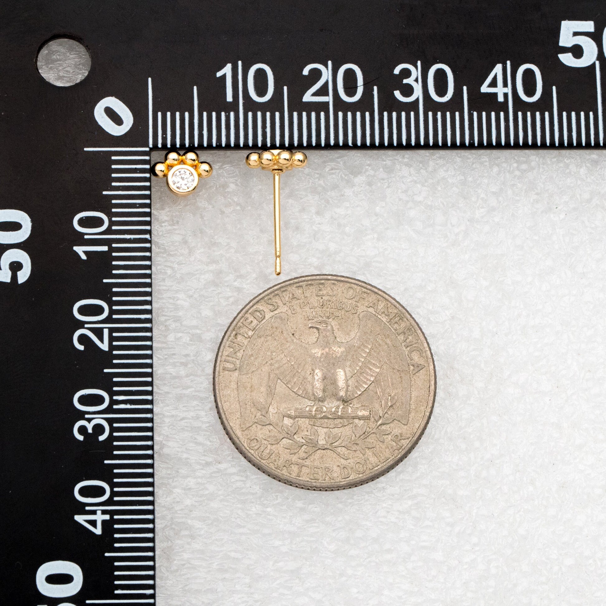 10pcs CZ Pave Pet Paw Print Ear Posts 5x7mm, Gold Plated Brass Stud Earring (GB-3410)