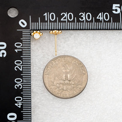 10pcs CZ Pave Pet Paw Print Ear Posts 5x7mm, Gold Plated Brass Stud Earring (GB-3410)