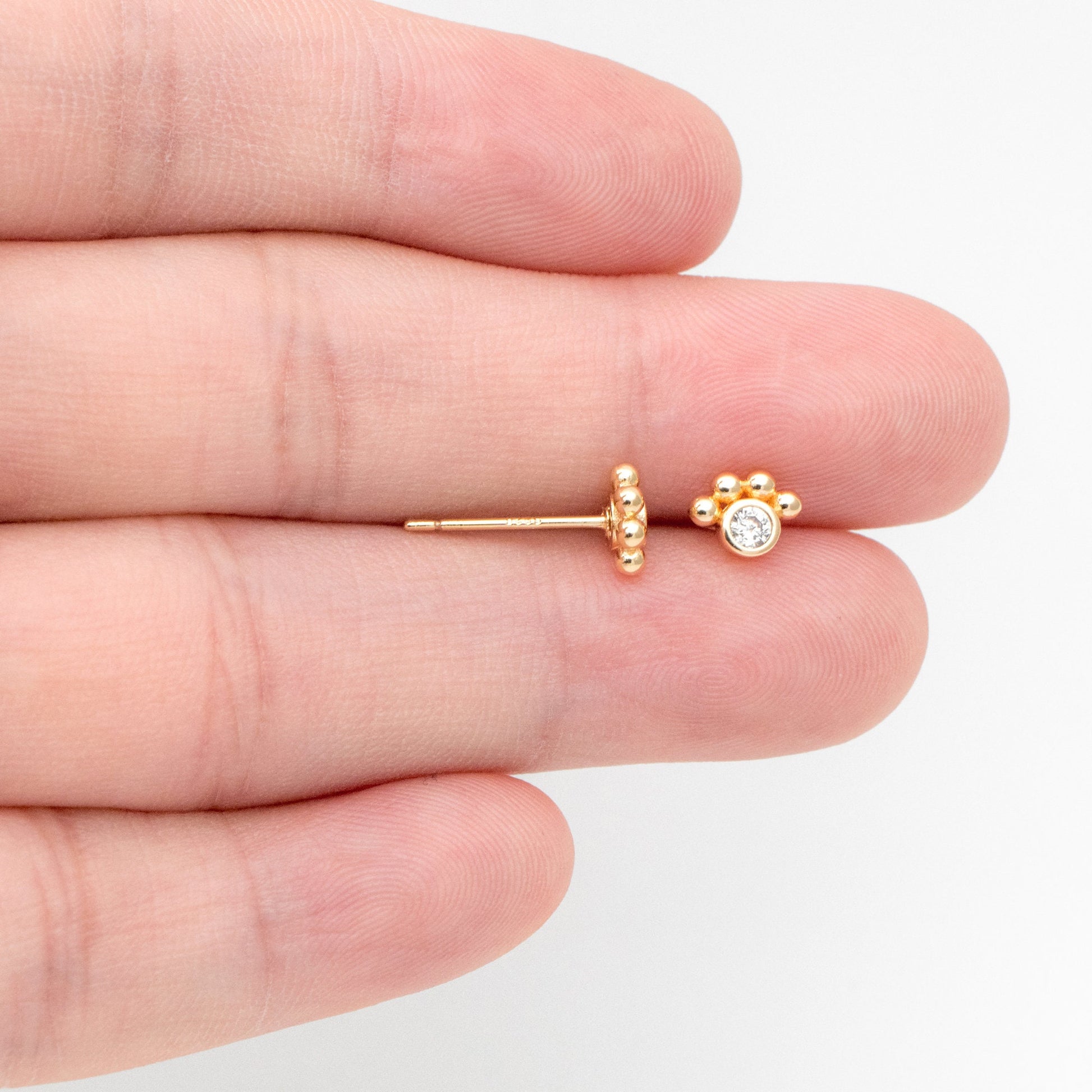 10pcs CZ Pave Pet Paw Print Ear Posts 5x7mm, Gold Plated Brass Stud Earring (GB-3410)