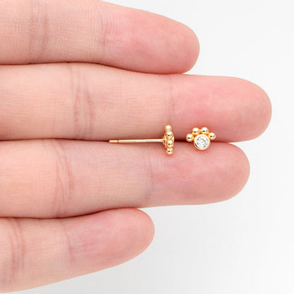 10pcs CZ Pave Pet Paw Print Ear Posts 5x7mm, Gold Plated Brass Stud Earring (GB-3410)