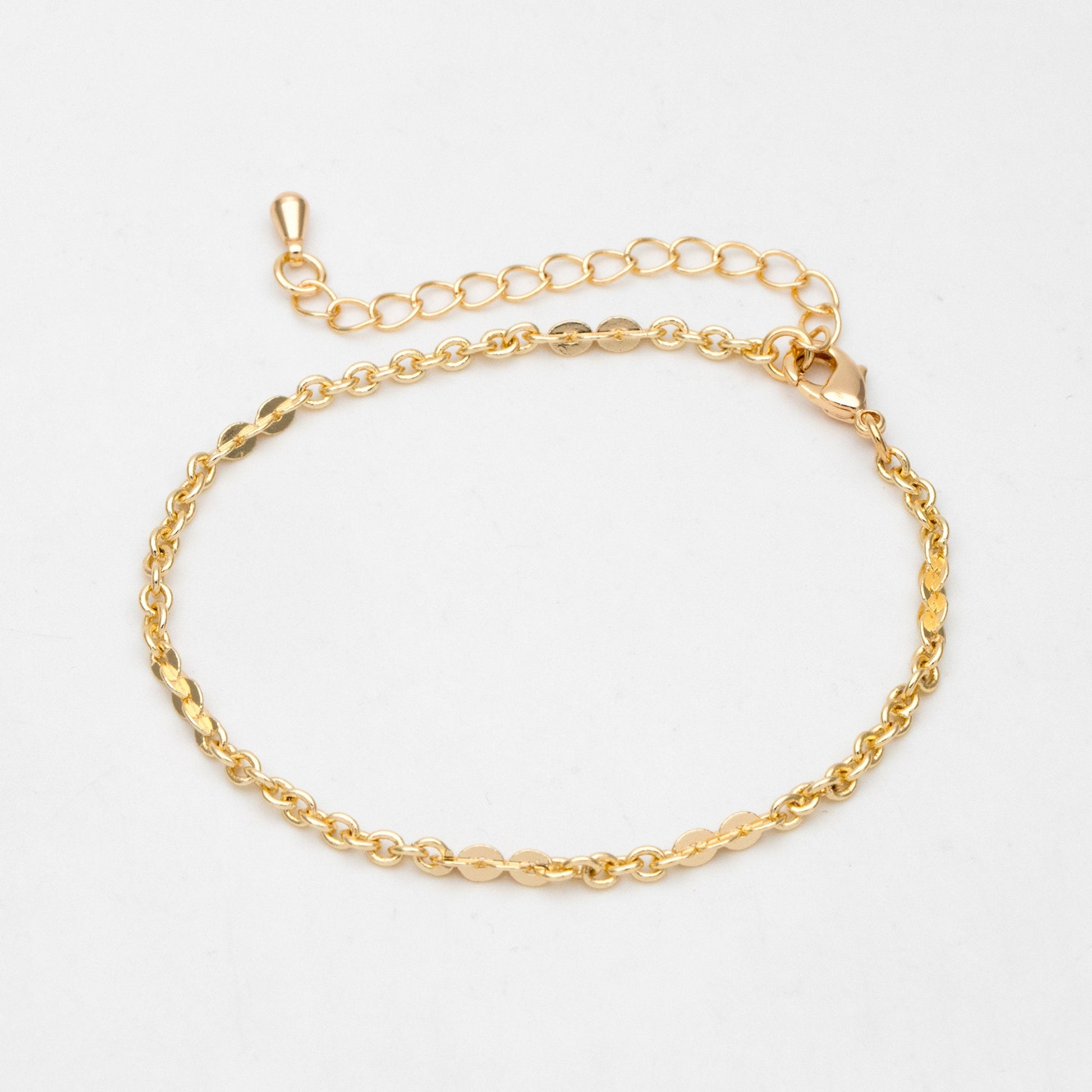 Gold Cable Chain 2.7mm Wide, Finished Bracelet/ Anklet/ Necklace with Extender Chain, 18K Gold plated Brass, Ready to Wear (#LK-104-2.7)