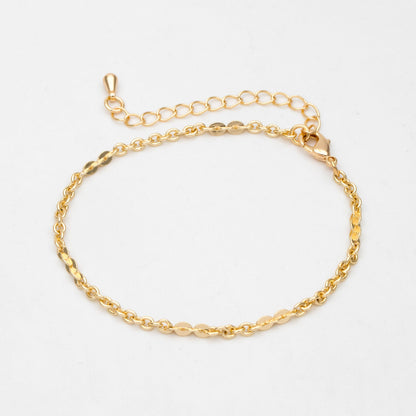 Gold Cable Chain 2.7mm Wide, Finished Bracelet/ Anklet/ Necklace with Extender Chain, 18K Gold plated Brass, Ready to Wear (#LK-104-2.7)