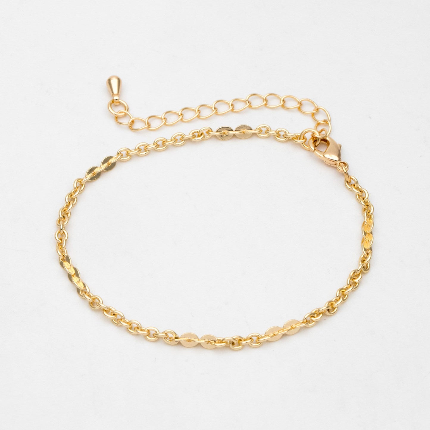 Gold Cable Chain 2.7mm Wide, Finished Bracelet/ Anklet/ Necklace with Extender Chain, 18K Gold plated Brass, Ready to Wear (#LK-104-2.7)