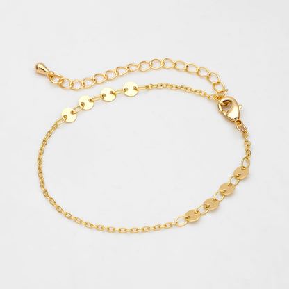 Gold/ Silver/ Rose Gold Disc Chains 4mm, Finished Bracelet/ Anklet/ Necklace with Extender, Ready to Wear (#LK-190)