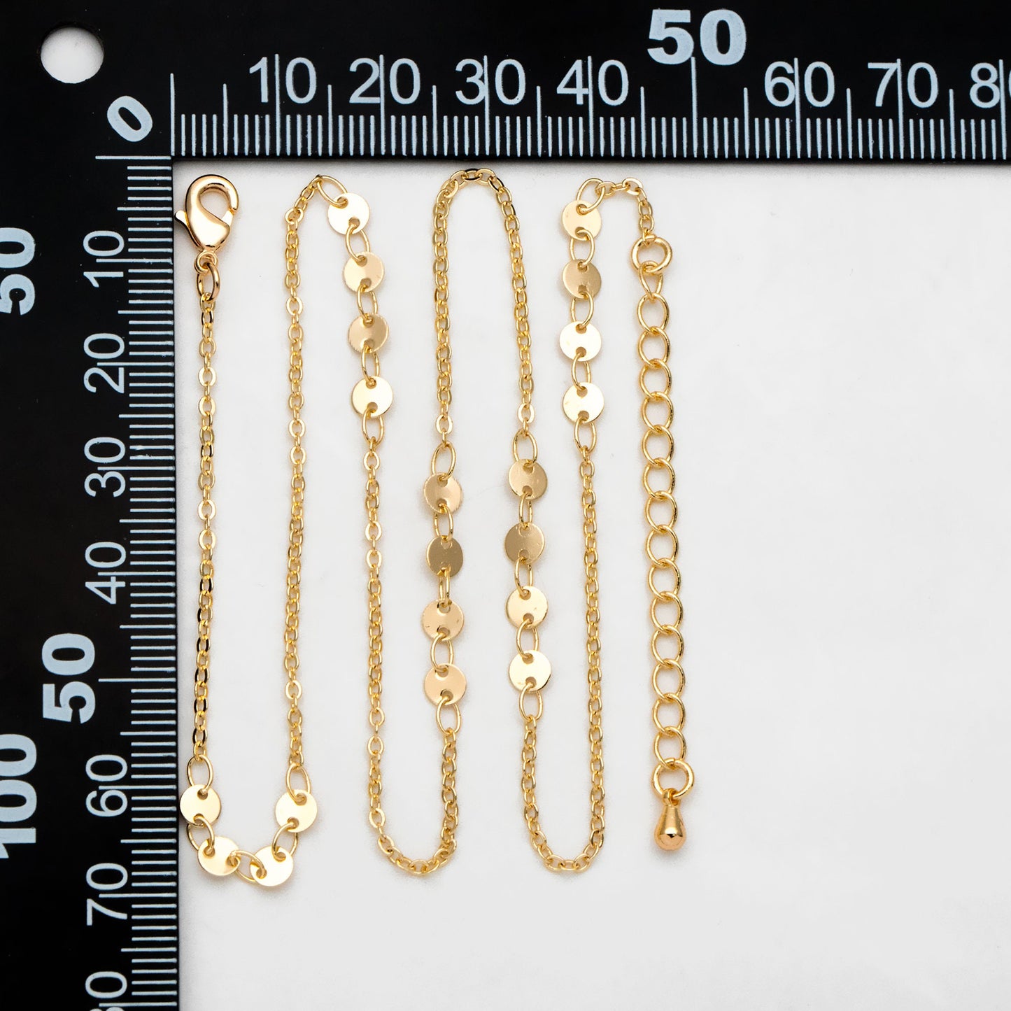 Gold/ Silver/ Rose Gold Disc Chains 4mm, Finished Bracelet/ Anklet/ Necklace with Extender, Ready to Wear (#LK-190)