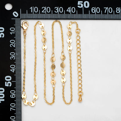 Gold/ Silver/ Rose Gold Disc Chains 4mm, Finished Bracelet/ Anklet/ Necklace with Extender, Ready to Wear (#LK-190)