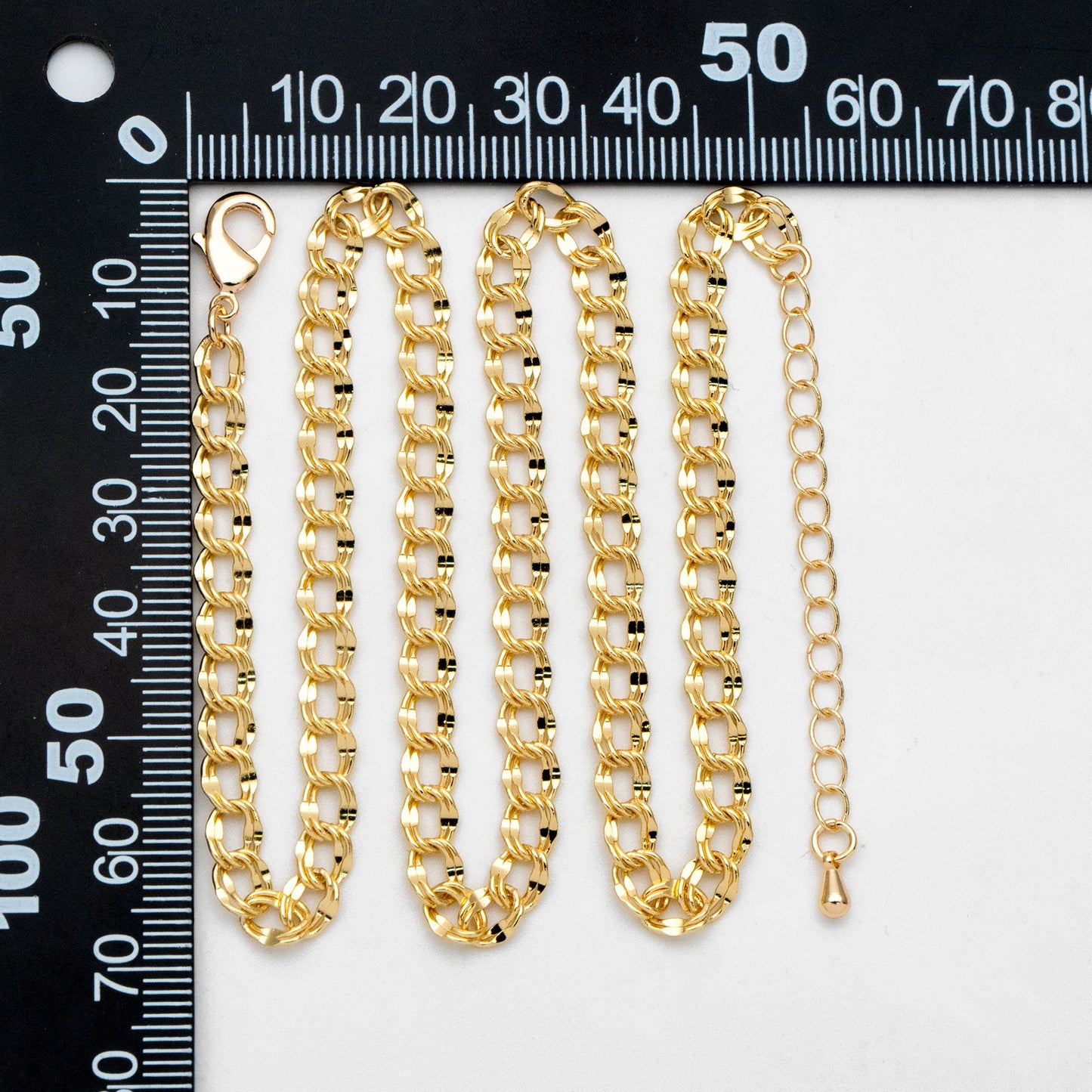 Gold Double Link Curb Chains 5mm, Finished Bracelet/ Anklet/ Necklace with Extender Chain, Ready to Wear (#LK-325-5)