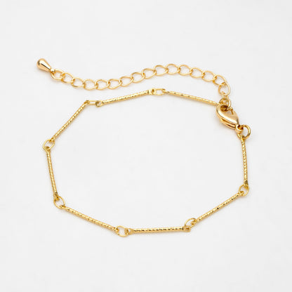 Gold/ Rhodium plated Brass Bar Link Chains, Finished Bracelet/ Necklace with Extender Chain, Ready to Wear (#LK-425)