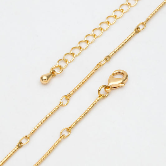 Gold/ Rhodium plated Brass Bar Link Chains, Finished Bracelet/ Necklace with Extender Chain, Ready to Wear (#LK-425)