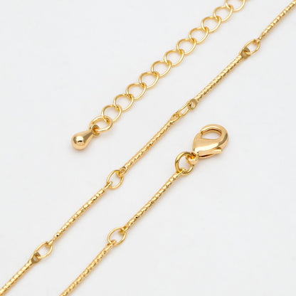Gold/ Rhodium plated Brass Bar Link Chains, Finished Bracelet/ Necklace with Extender Chain, Ready to Wear (#LK-425)