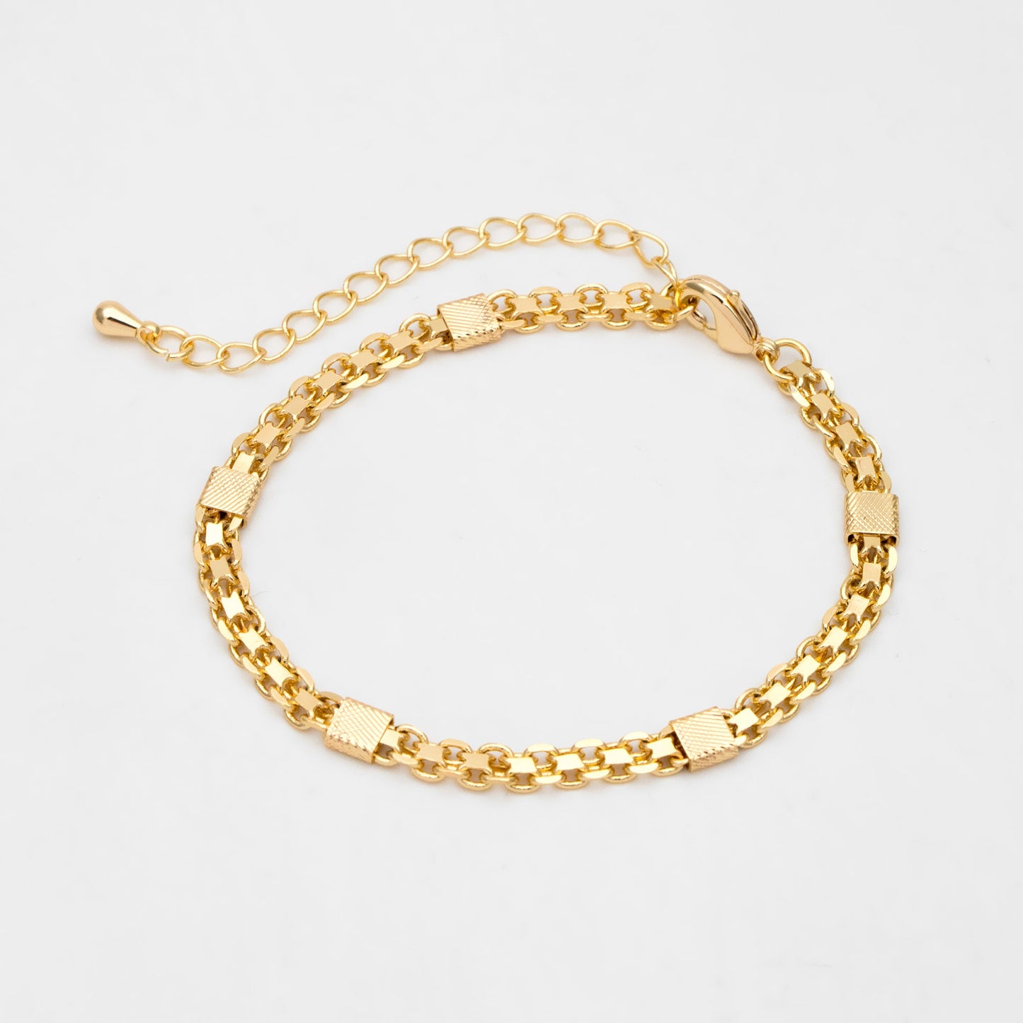 Gold plated Brass Chain 4.4mm, Finished Bracelet/ Anklet/ Necklace with Extender Chain, Ready to Wear (#LK-426)