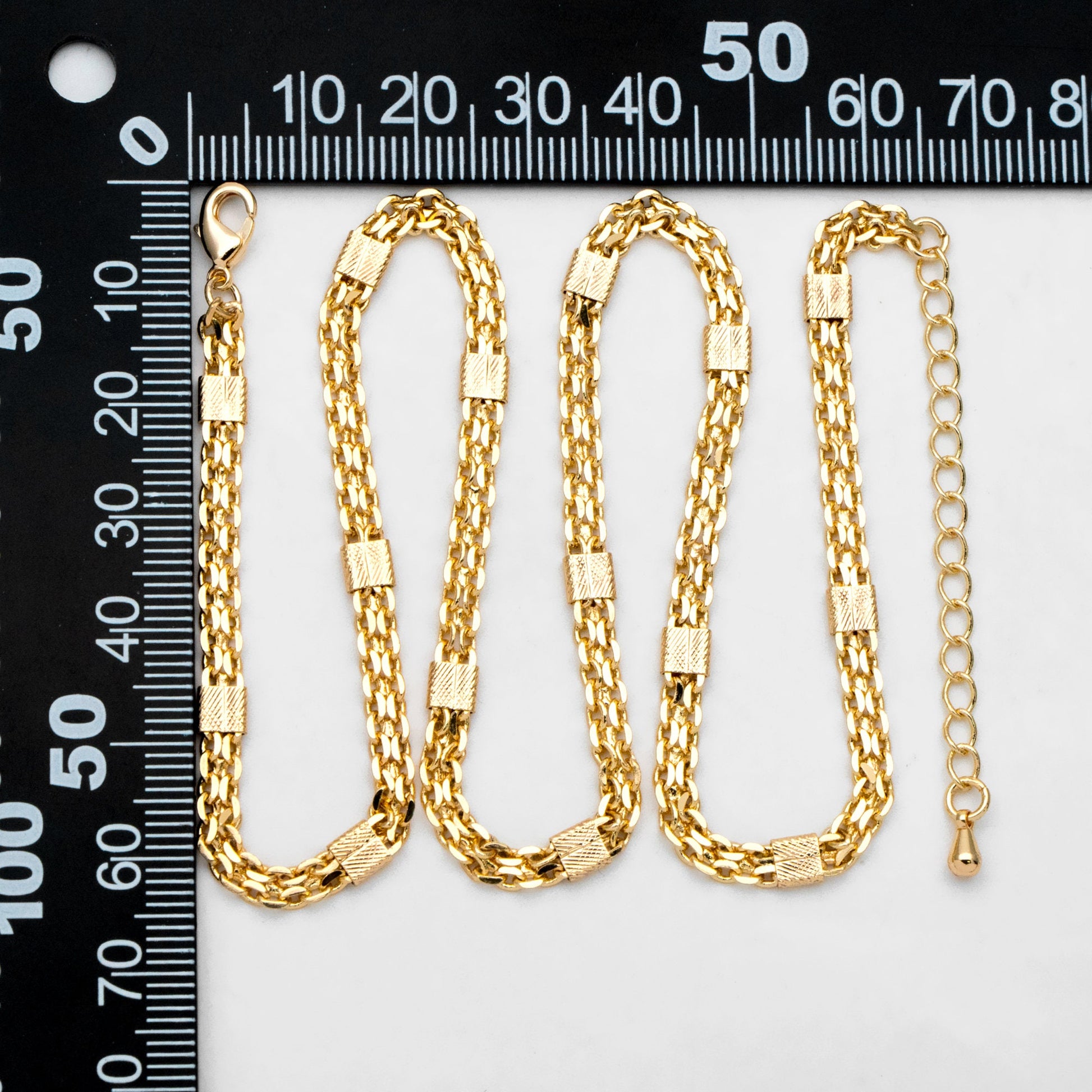 Gold plated Brass Chain 4.4mm, Finished Bracelet/ Anklet/ Necklace with Extender Chain, Ready to Wear (#LK-426)