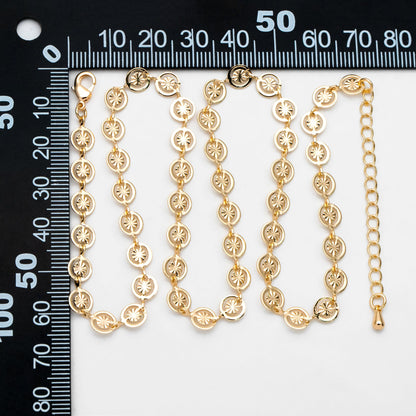 Gold Round Disc Chains 6mm, Finished Bracelet/ Anklet/ Necklace with Extender Chain, Ready to Wear (#LK-582)