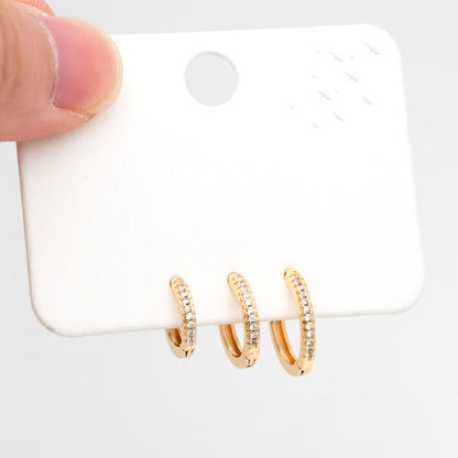 4pcs CZ Pave Hoop Earrings, 10/12/14mm, Huggie Earrings, Minimalist Earring, Small Gold Hoops Earring (GB-3405)
