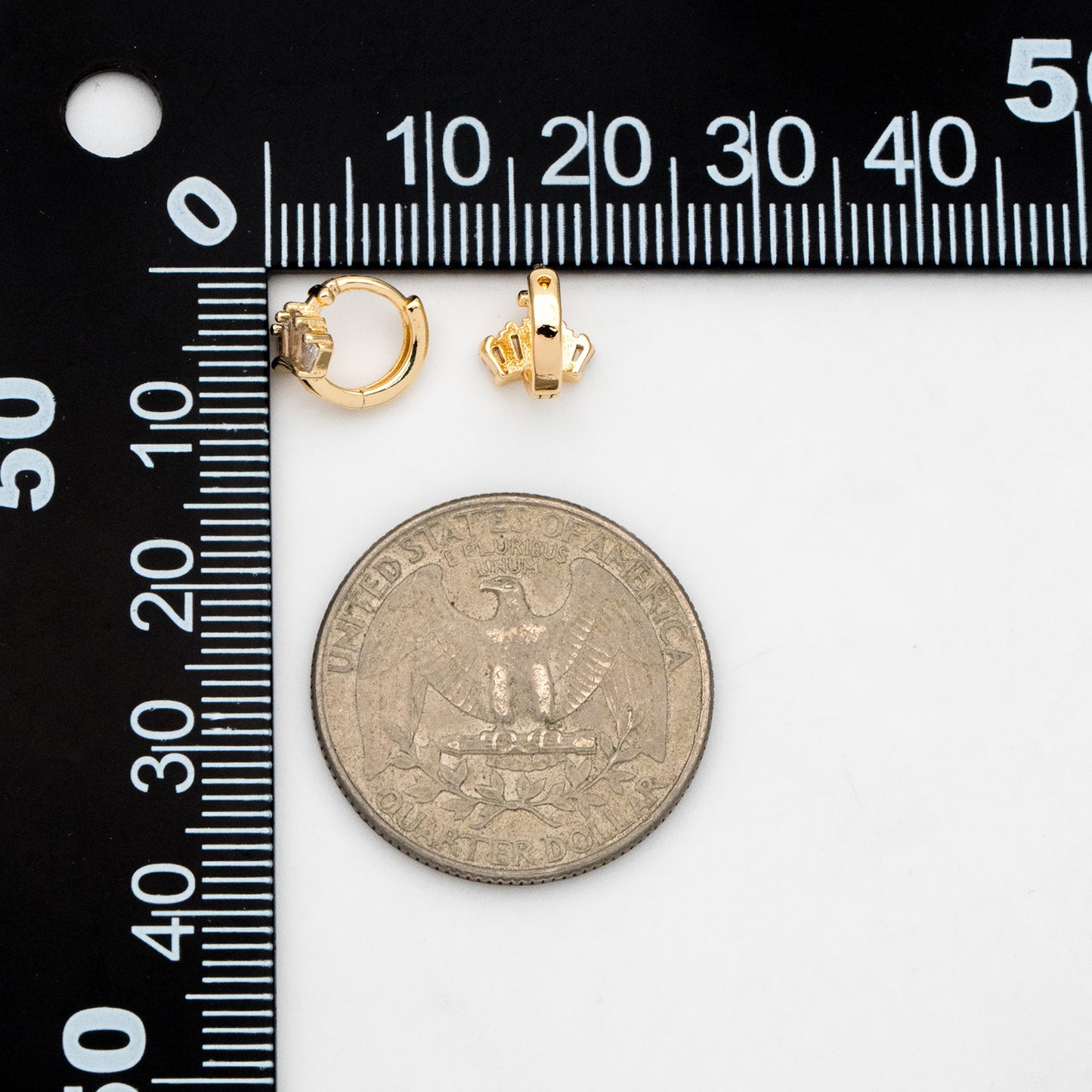 4pcs CZ Pave Tiny Crown Hoop Earrings, 9mm, Cartilage Hoop, Cartilage Clicker Hoop (GB-3474-D)