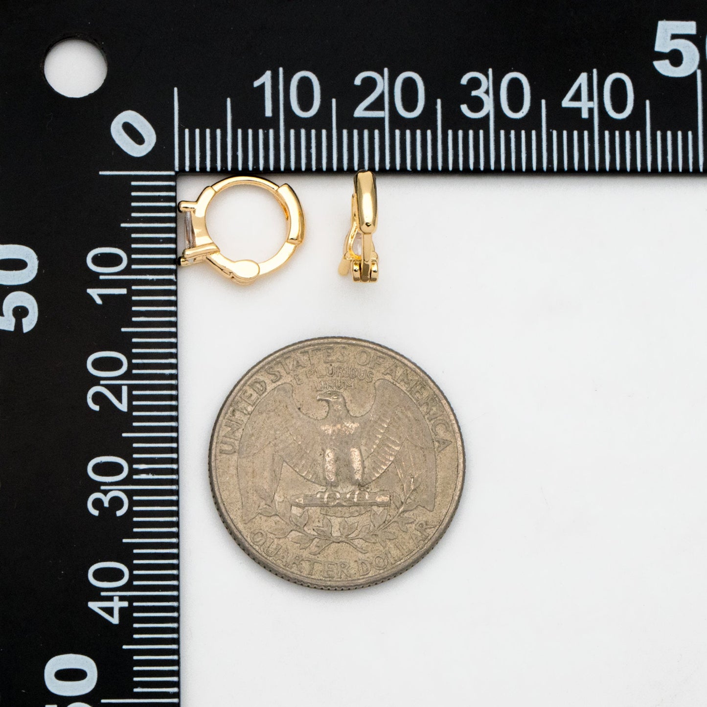 4pcs CZ Pave Tiny Teardrop Hoop Earrings, 12mm, Cartilage Hoop (GB-3467-C)