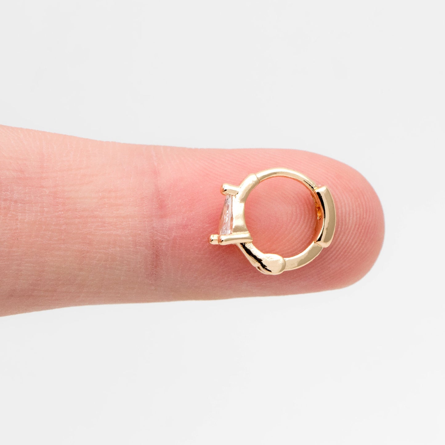 4pcs CZ Pave Tiny Teardrop Hoop Earrings, 12mm, Cartilage Hoop (GB-3467-C)