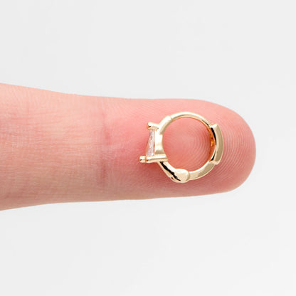 4pcs CZ Pave Tiny Teardrop Hoop Earrings, 12mm, Cartilage Hoop (GB-3467-C)