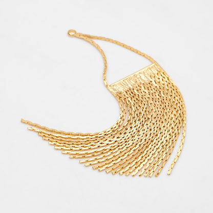 4pcs Gold Chain Tassels 74x19mm, Gold plated Brass Tassel Charm Pendants (GB-945-A)
