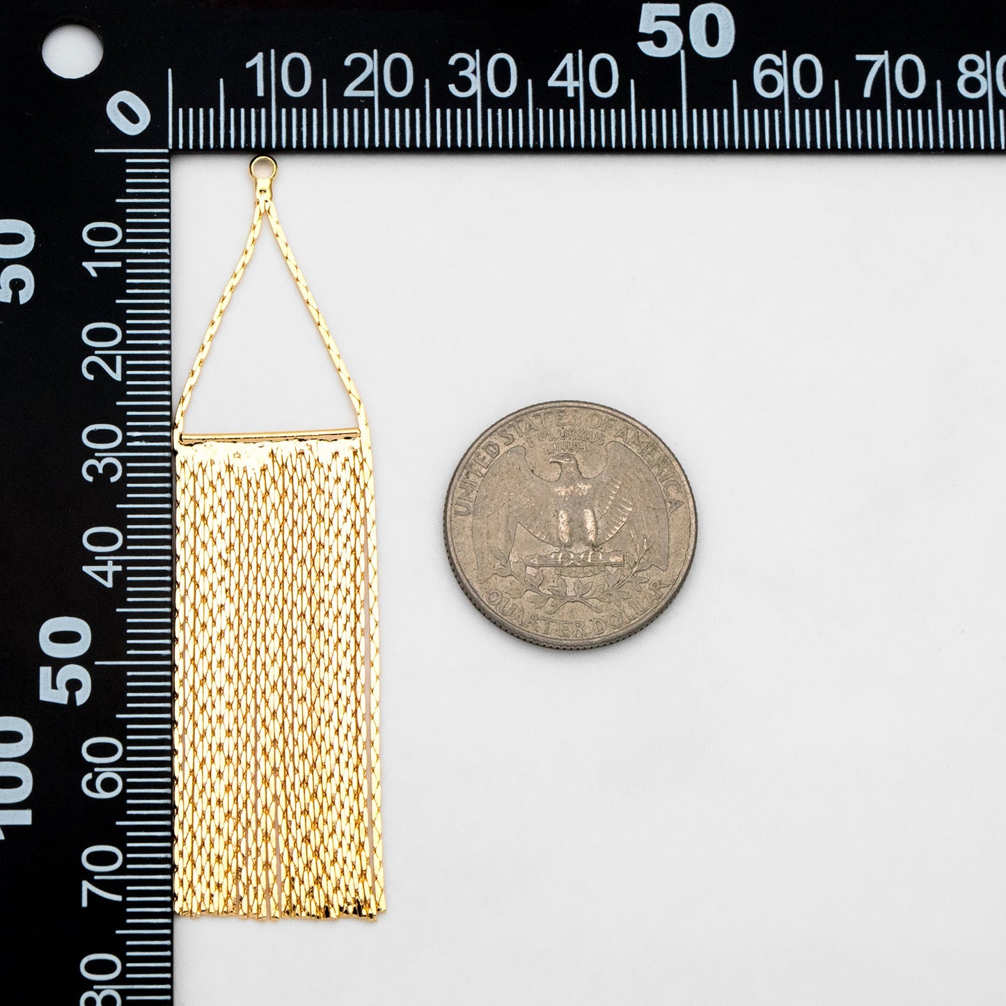 4pcs Gold Chain Tassels 74x19mm, Gold plated Brass Tassel Charm Pendants (GB-945-A)