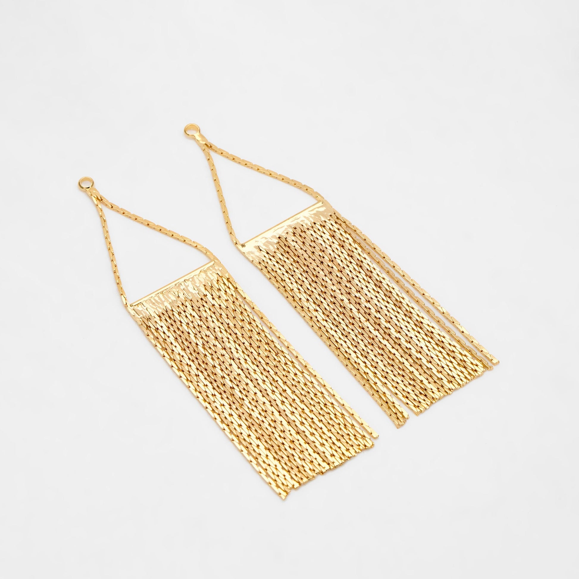 4pcs Gold Chain Tassels 74x19mm, Gold plated Brass Tassel Charm Pendants (GB-945-A)