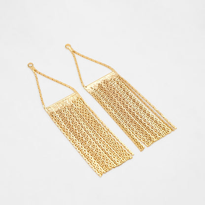 4pcs Gold Chain Tassels 74x19mm, Gold plated Brass Tassel Charm Pendants (GB-945-A)