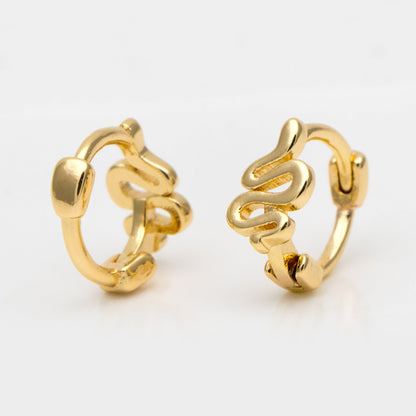 4pcs Gold Tiny Snake Hoop Earrings, 8mm hoop, Tragus Hoop, Rook Hoop, Helix Hoop, Cartilage Hoop, Cartilage Clicker Hoop (GB-3474-H)