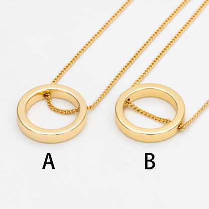 10pcs Gold Ring Charms 16mm, Polished Gold plated Brass Round Circle Pendants, Two Holes (GB-387)