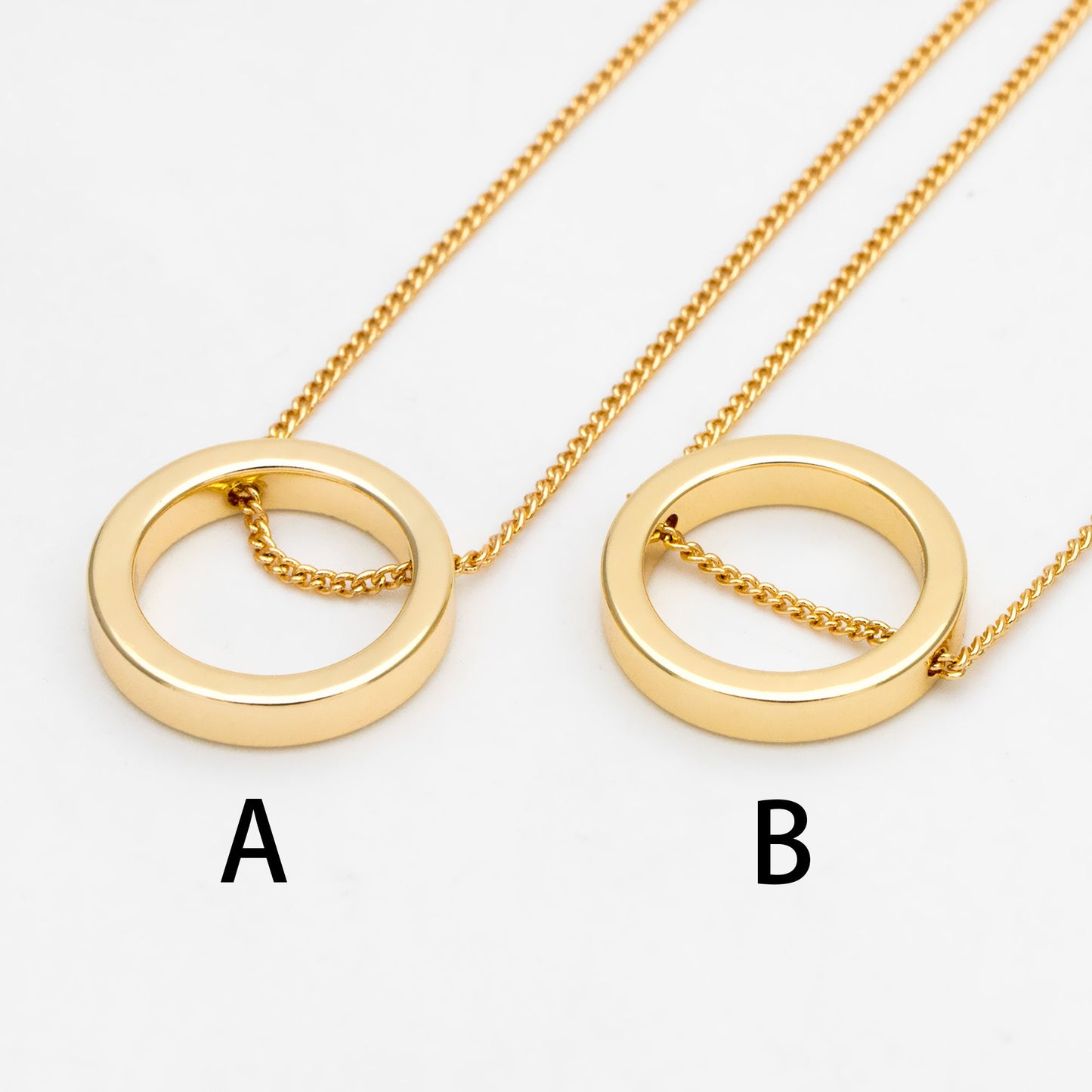 10pcs Gold Ring Charms 16mm, Polished Gold plated Brass Round Circle Pendants, Two Holes (GB-387)