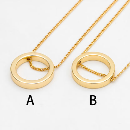 10pcs Gold Ring Charms 16mm, Polished Gold plated Brass Round Circle Pendants, Two Holes (GB-387)