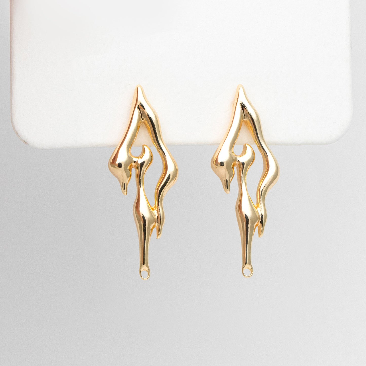 4pcs Gold Irregular Melting Earring Posts, 18K Gold plated Brass, Stud Earring Components (GB-3412)