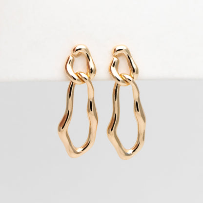 4pcs Gold Chain Link Earring Studs, 18K Gold plated Brass, Oval Hoop Chain Ear Posts (GB-3417)