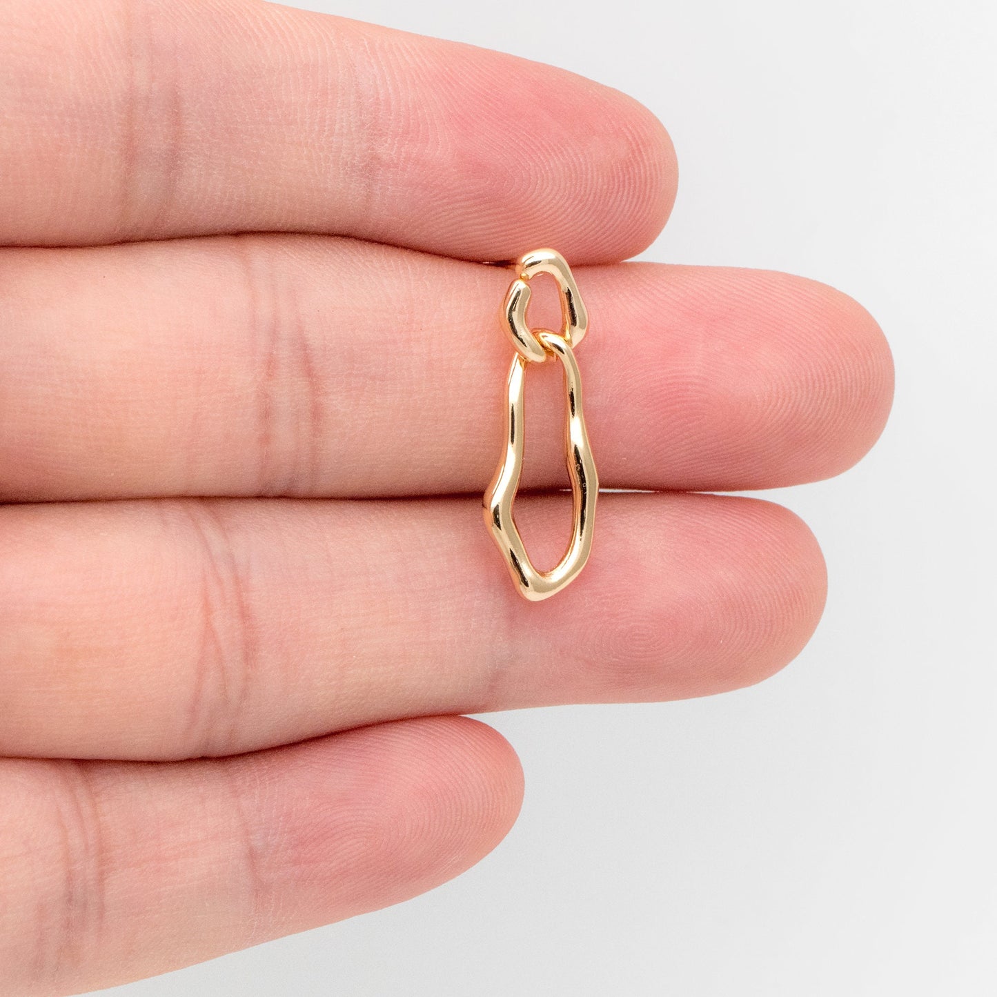 4pcs Gold Chain Link Earring Studs, 18K Gold plated Brass, Oval Hoop Chain Ear Posts (GB-3417)