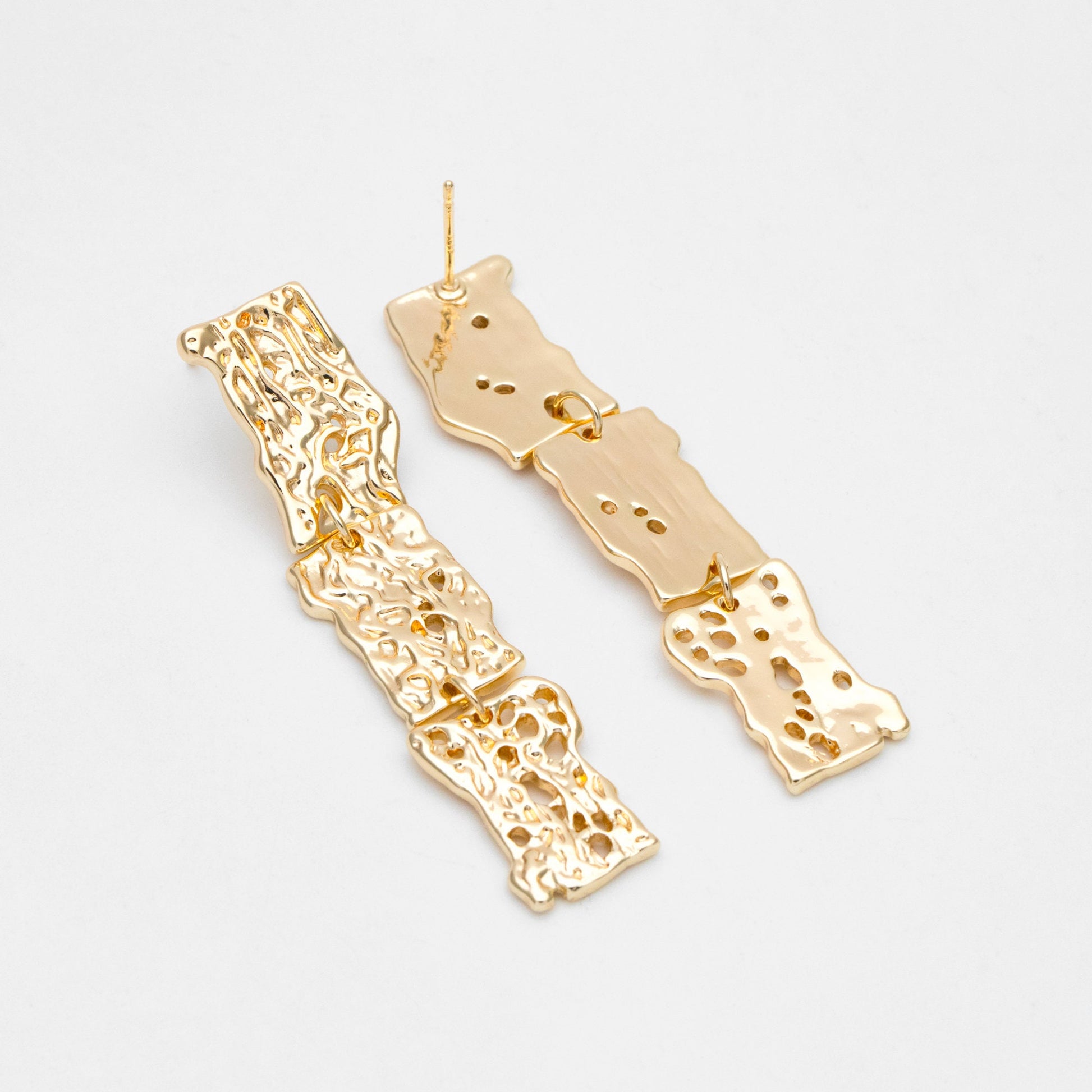 4pcs Gold Irregular Rectangle Earring 59mm, 18K Gold plated Brass, Dangle Earring Findings (#GB-3424)