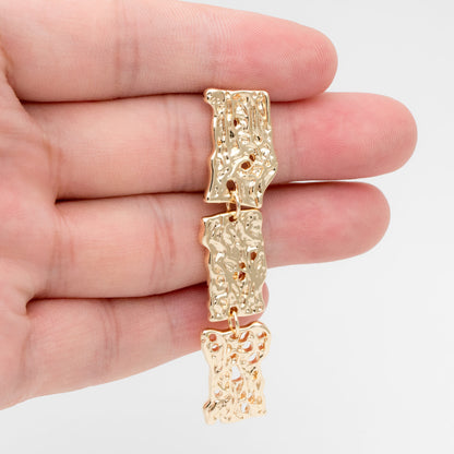 4pcs Gold Irregular Rectangle Earring 59mm, 18K Gold plated Brass, Dangle Earring Findings (#GB-3424)