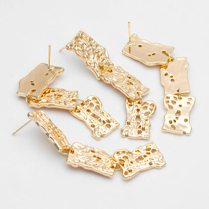 4pcs Gold Irregular Rectangle Earring 59mm, 18K Gold plated Brass, Dangle Earring Findings (#GB-3424)