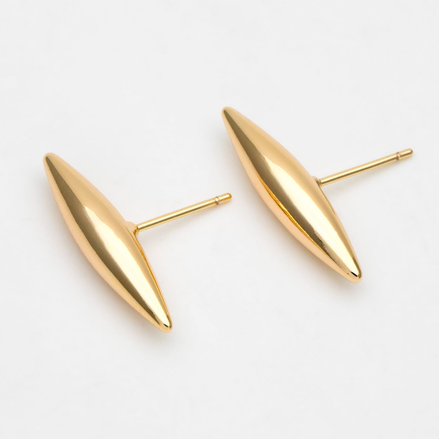 4pcs Gold Marquise Ear Posts, Horse Eye Stud Earrings, Jewelry Making, Diy Material, Jewelry Supplies (GB-3426)