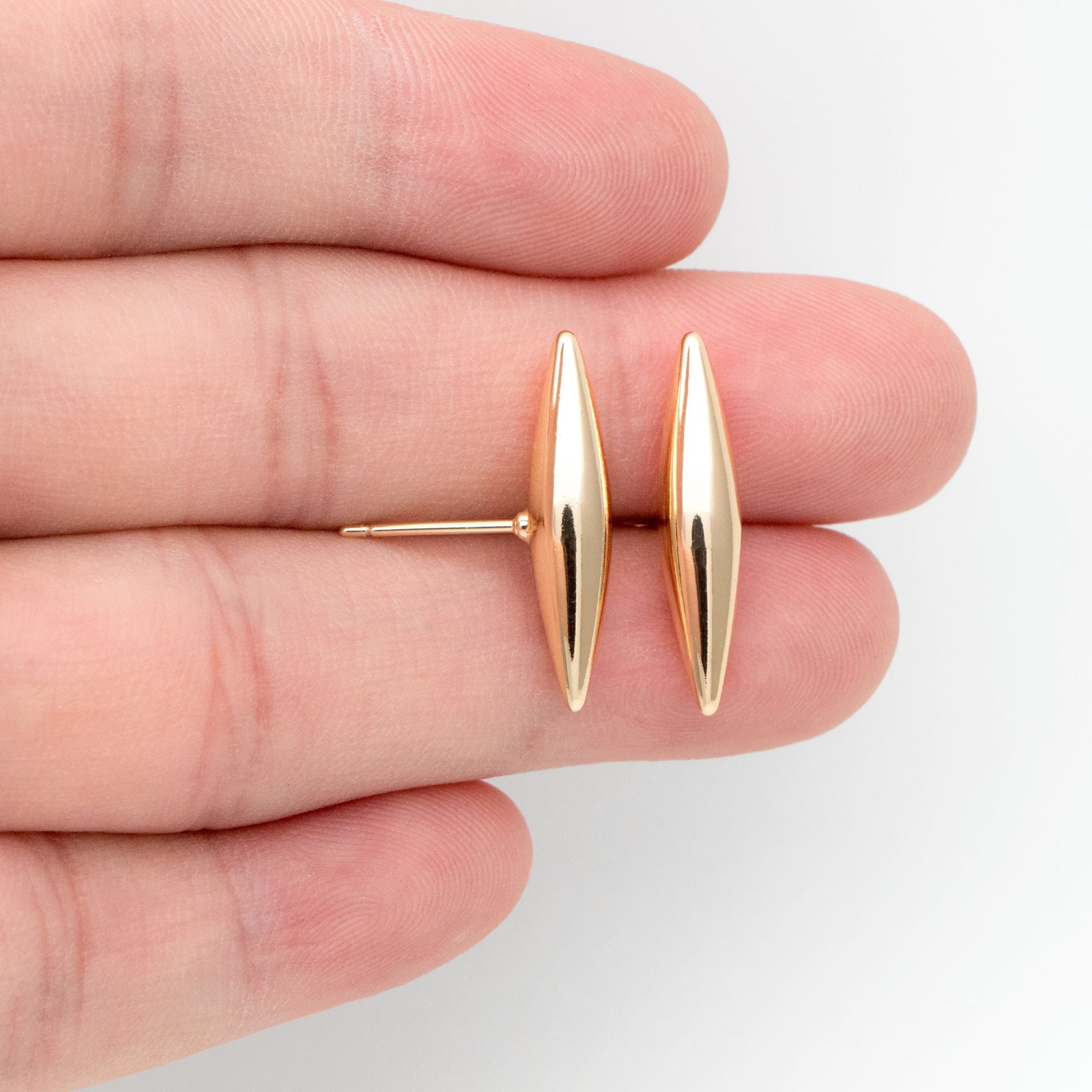 4pcs Gold Marquise Ear Posts, Horse Eye Stud Earrings, Jewelry Making, Diy Material, Jewelry Supplies (GB-3426)