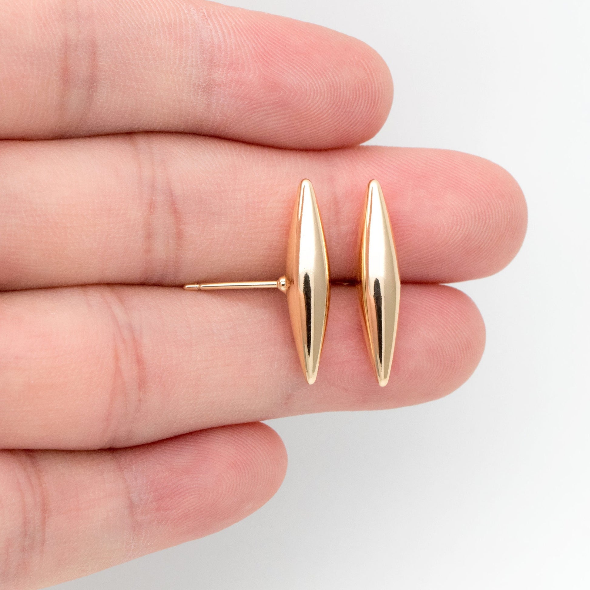 4pcs Gold Marquise Ear Posts, Horse Eye Stud Earrings, Jewelry Making, Diy Material, Jewelry Supplies (GB-3426)