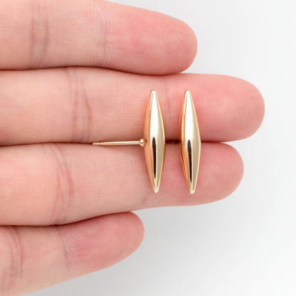 4pcs Gold Marquise Ear Posts, Horse Eye Stud Earrings, Jewelry Making, Diy Material, Jewelry Supplies (GB-3426)