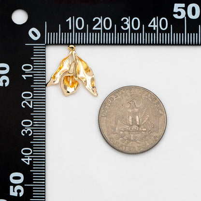 10pcs Gold Flower Charms, Gold plated Brass, Pearl Peg Mounts, Half Drilled Pearl Settings (GB-3770-F)