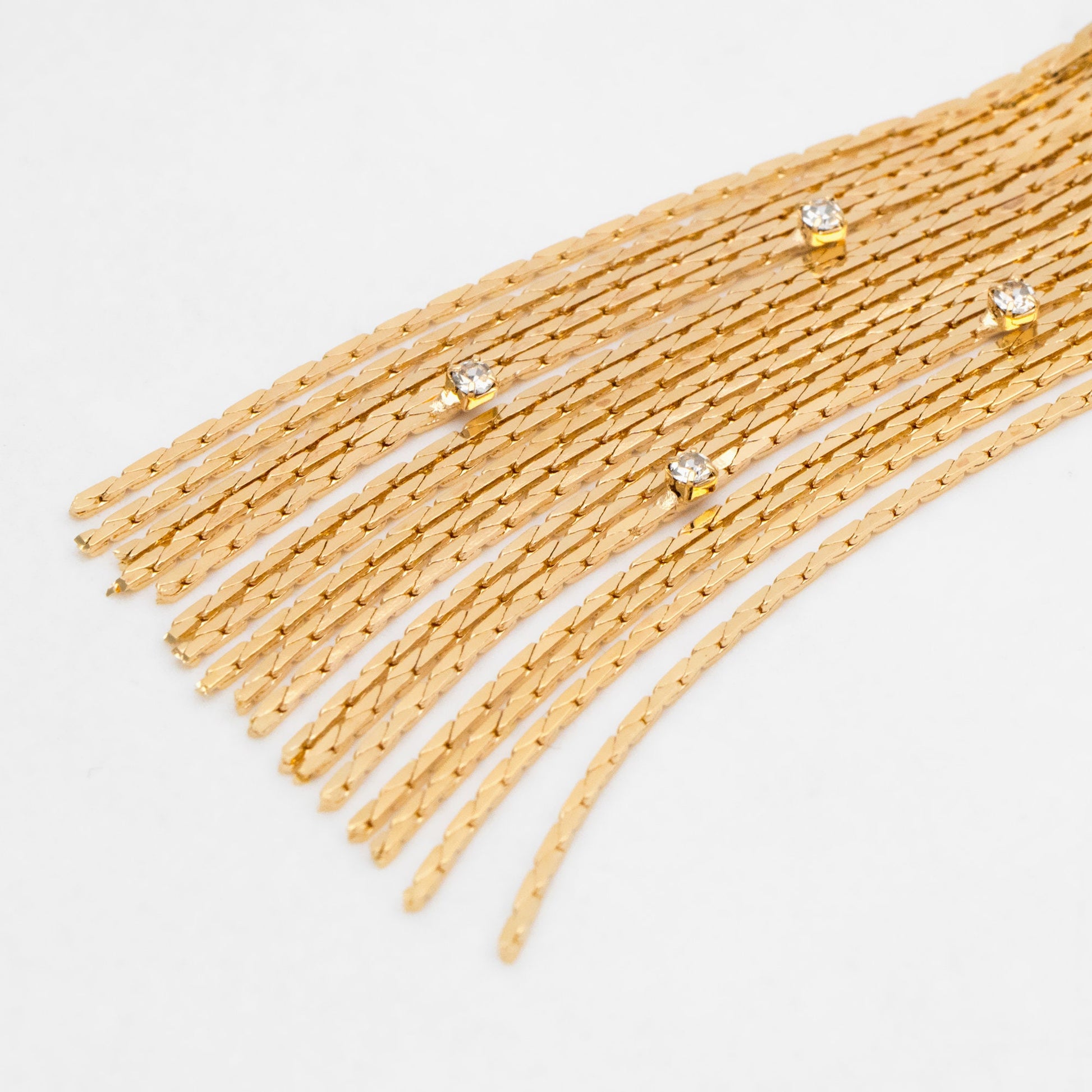 4pcs Gold Semi Circle Disc Tassel Ear Posts 63mm, 18K Gold plated Brass Dangling Stud Earring (GB-3442)