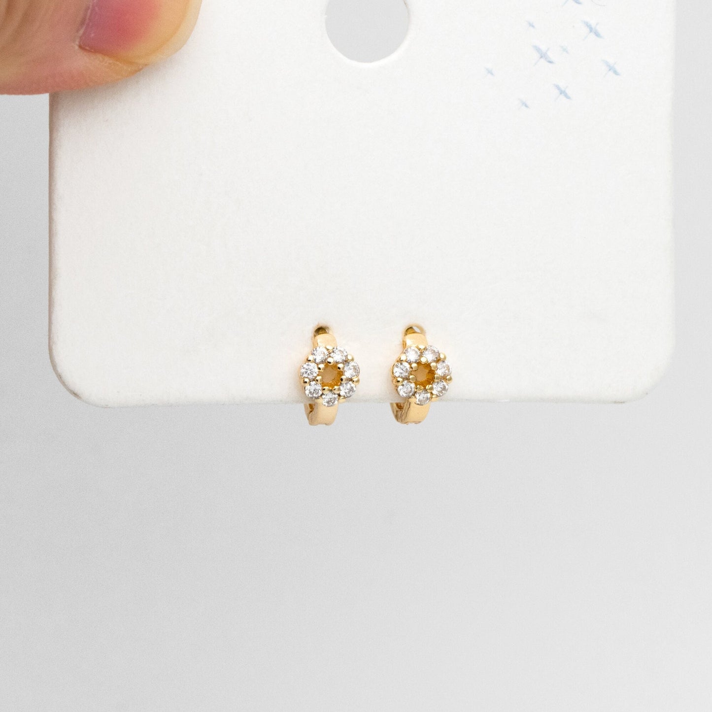 4pcs CZ Pave Circle Hoop Earrings 10/ 12mm, Dainty Huggie Earrings, Minimalist Earring, Small Gold Hoops Earring (GB-3478)