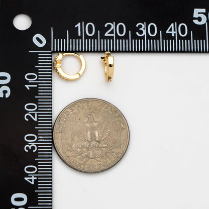 4pcs CZ Pave Tiny Flower Hoop Earrings 10mm, Dainty Huggie Earrings, Minimalist Earring, Small Gold Hoops Earring (GB-3399-C)